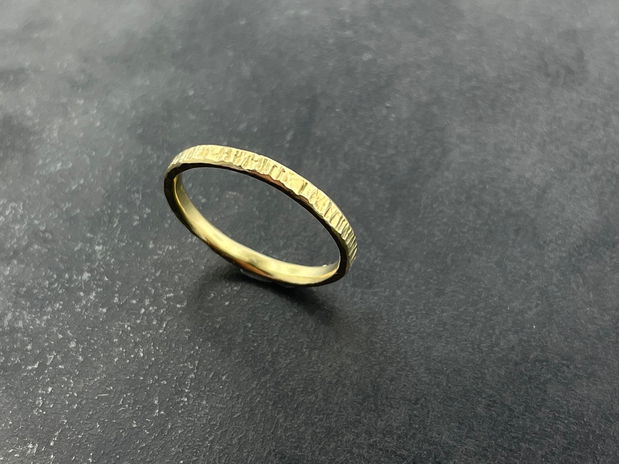 Wide Stacking Band with texture 18k yellow