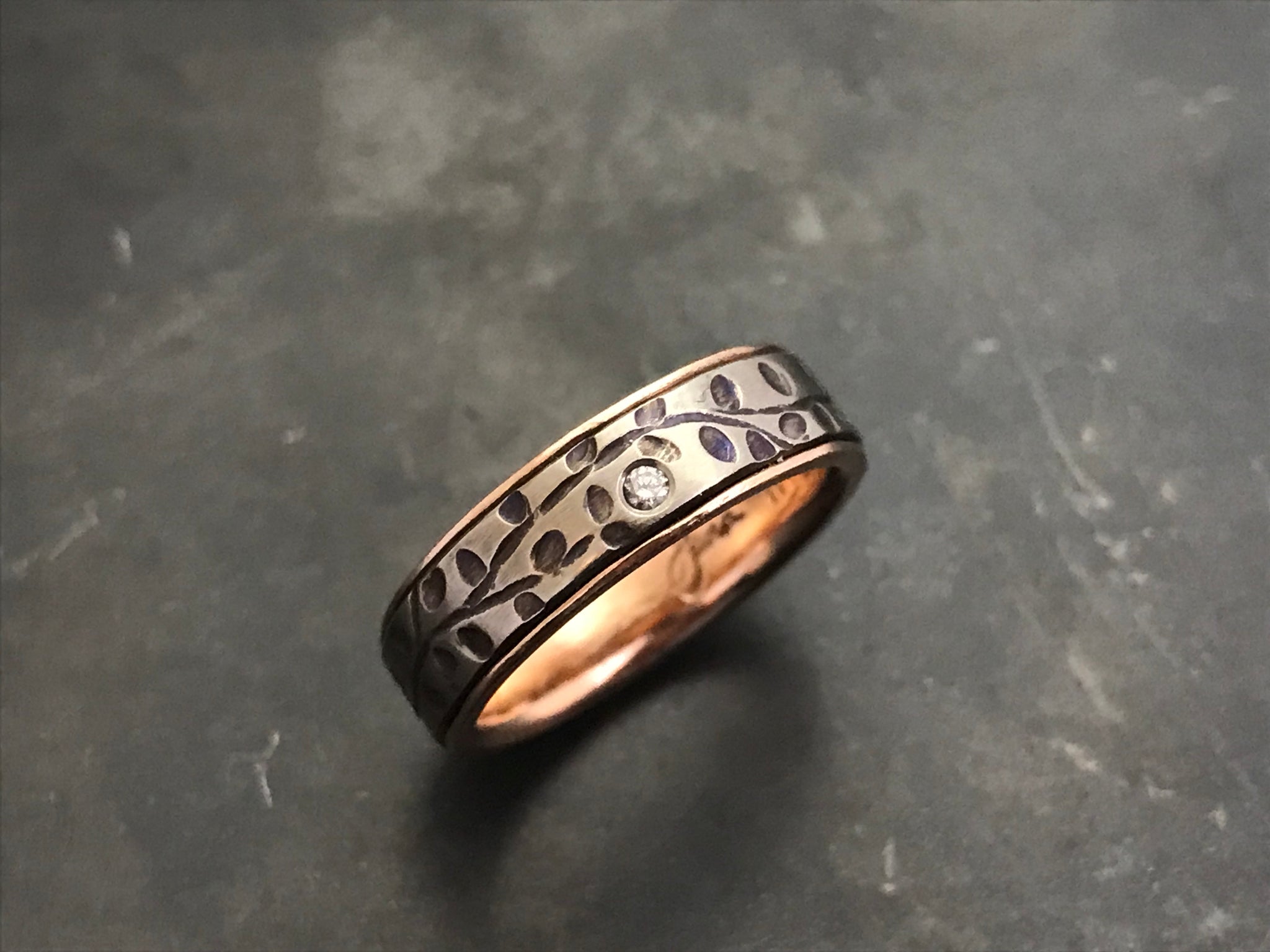 Titanium Vines Band with Rose Gold Liner