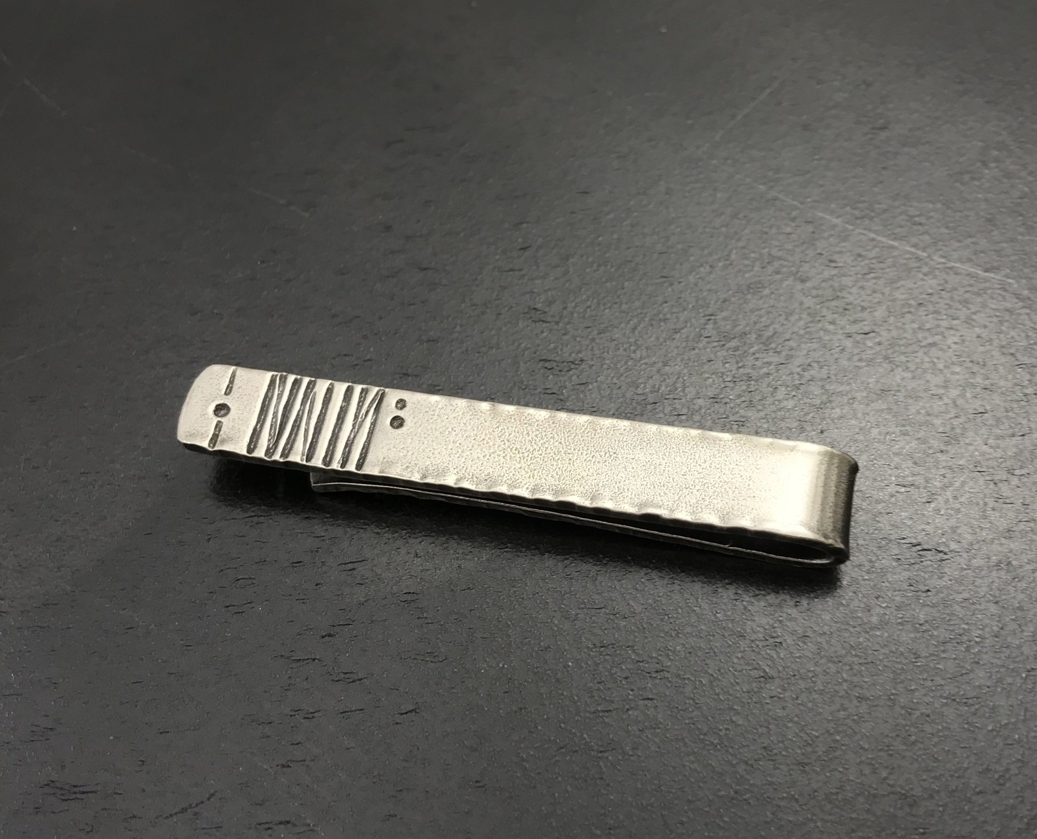 Sterling Silver Grooves and Dots Tie Bar