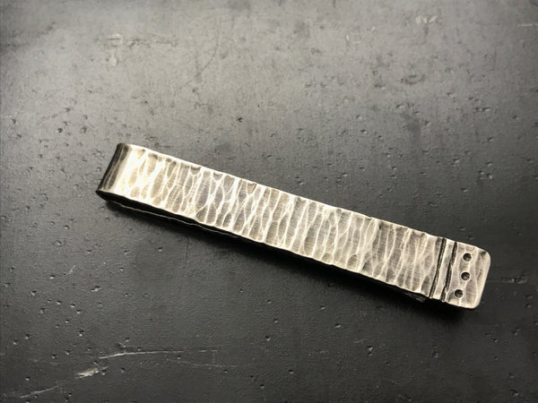 Hammered Sterling Silver Guitar Tie Clip - thesteelbeam