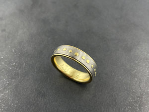 Titanium Band with 18k Yellow Gold Rivets and Liner