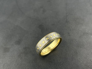 Titanium Band with 18k Yellow Gold Rivets and Liner