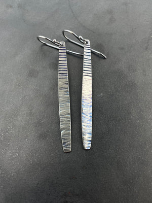 Long Slender Hammered Dangles with Stripes
