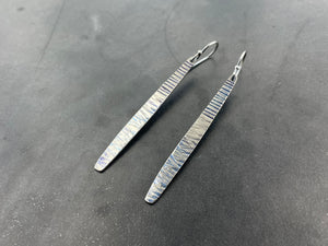 Long Slender Hammered Dangles with Stripes