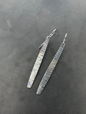 Long Slender Hammered Dangles with Stripes