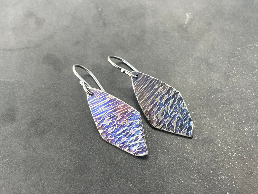 Textured diamond-esque titanium earrings