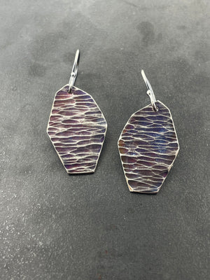 Textured septagon titanium earrings