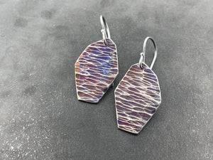 Textured septagon titanium earrings