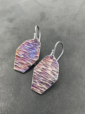 Textured septagon titanium earrings
