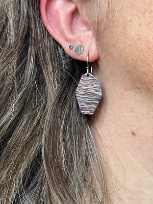 Textured septagon titanium earrings