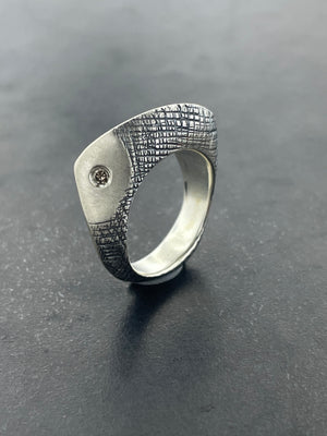 In Flow ring with gold and brown diamond