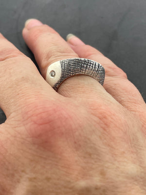 In Flow ring with gold and brown diamond
