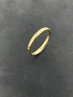 Wide Stacking Band with texture 18k yellow