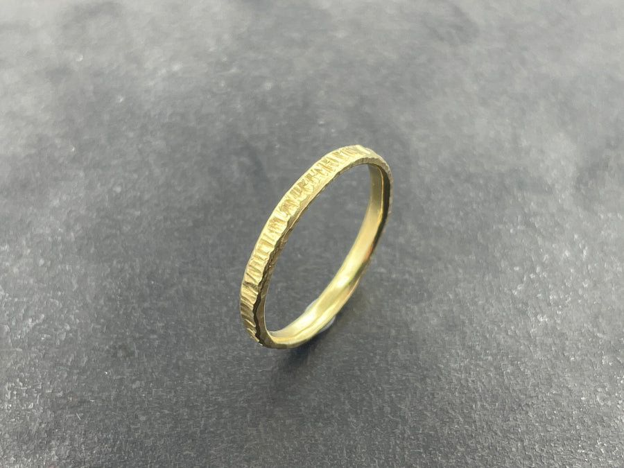 Wide Stacking Band with texture 18k yellow