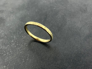 Wide Stacking Band with texture 18k yellow