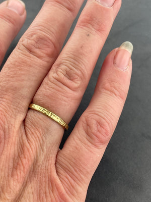 Wide Stacking Band with texture 18k yellow