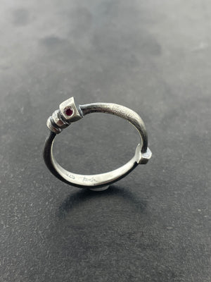 Architectural Stacking Ring IV with ruby