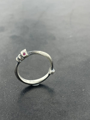 Architectural Stacking Ring IV with ruby