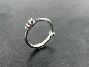 Architectural Stacking Ring IV with ruby