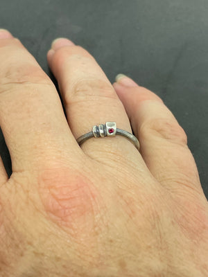 Architectural Stacking Ring IV with ruby