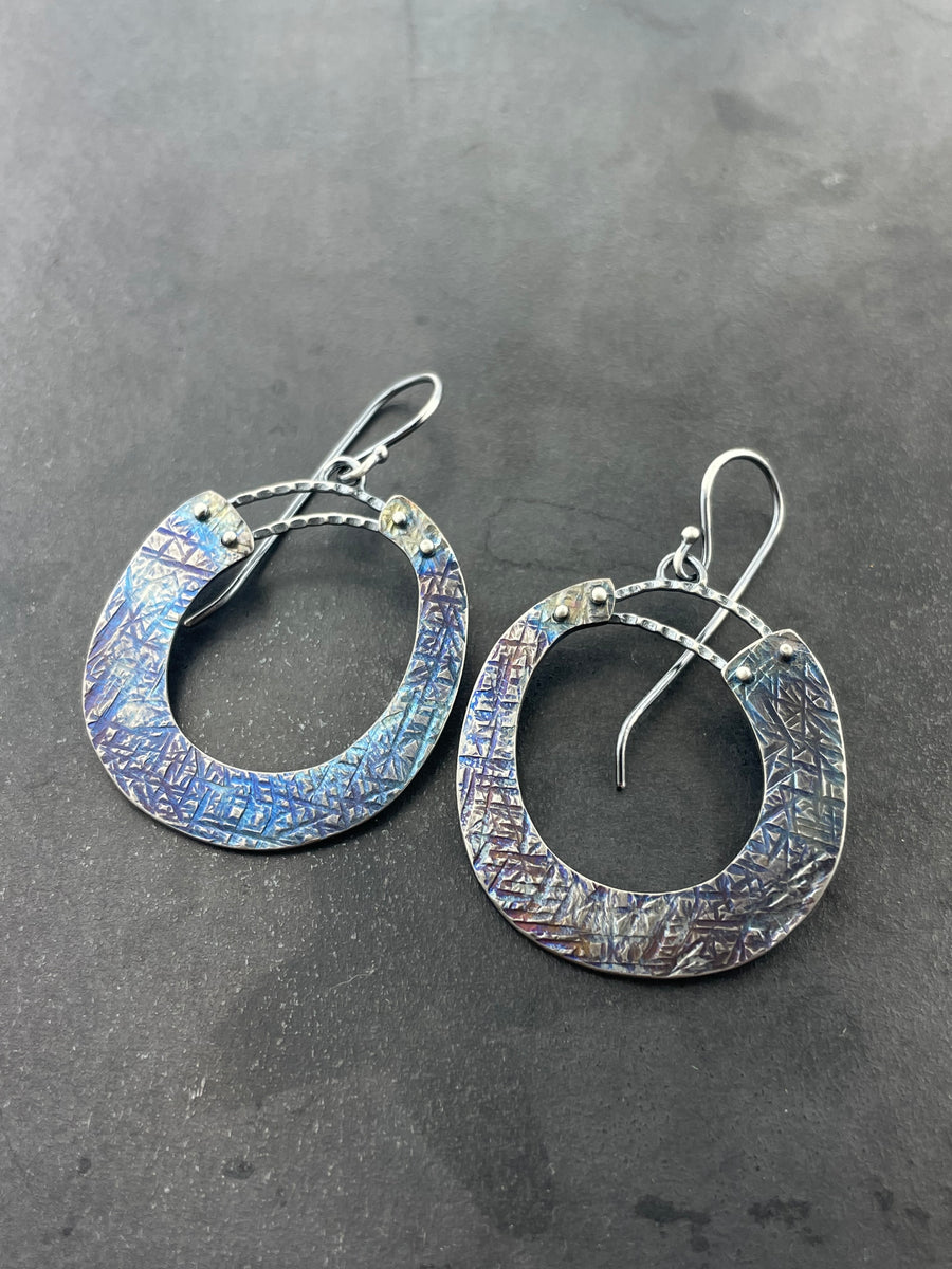 Rise and Titanium round earrings #2