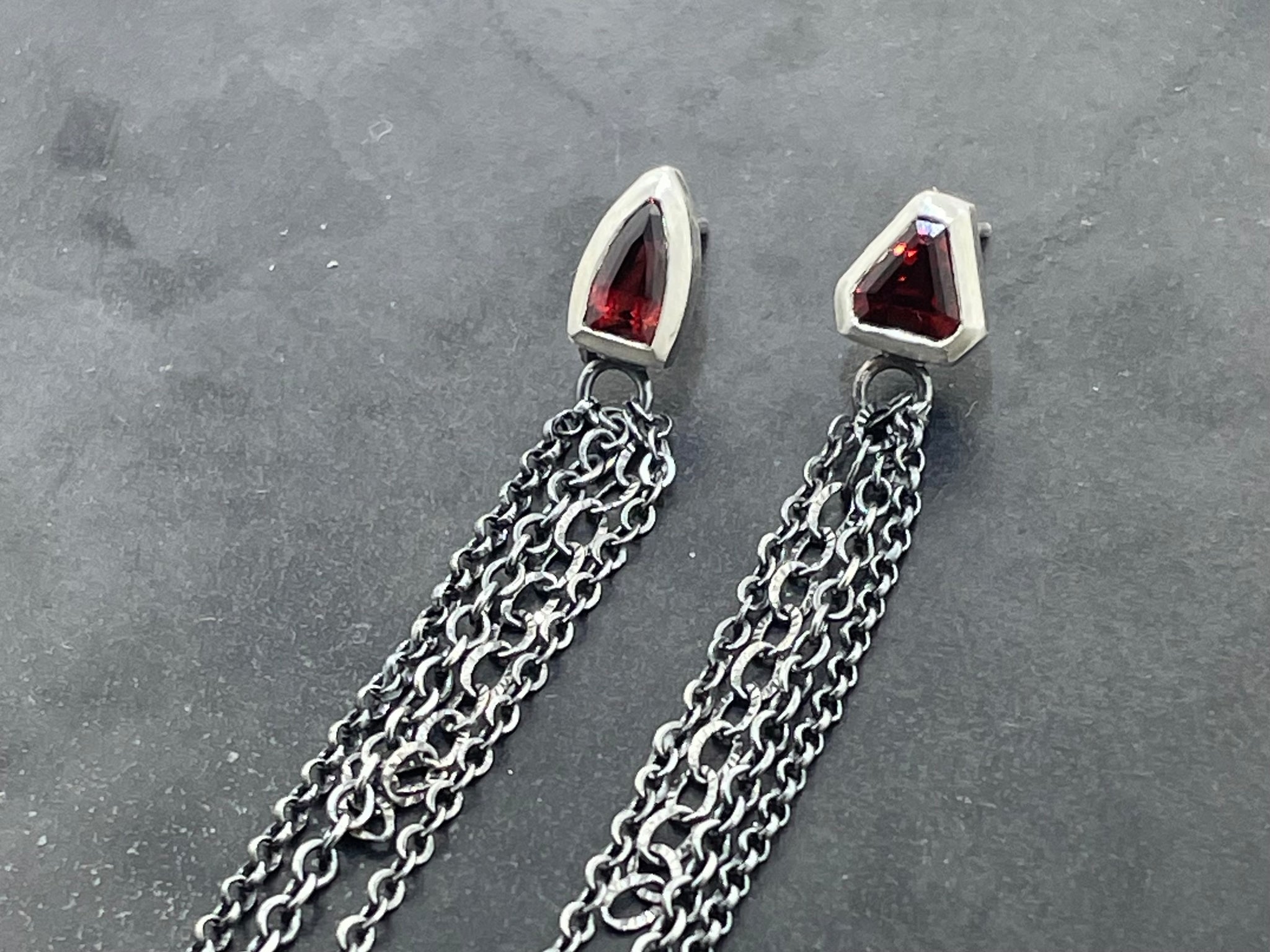 Garnet Chandelier Studs