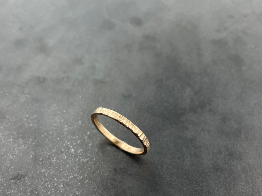 Wide Stacking Band with texture 14k peach