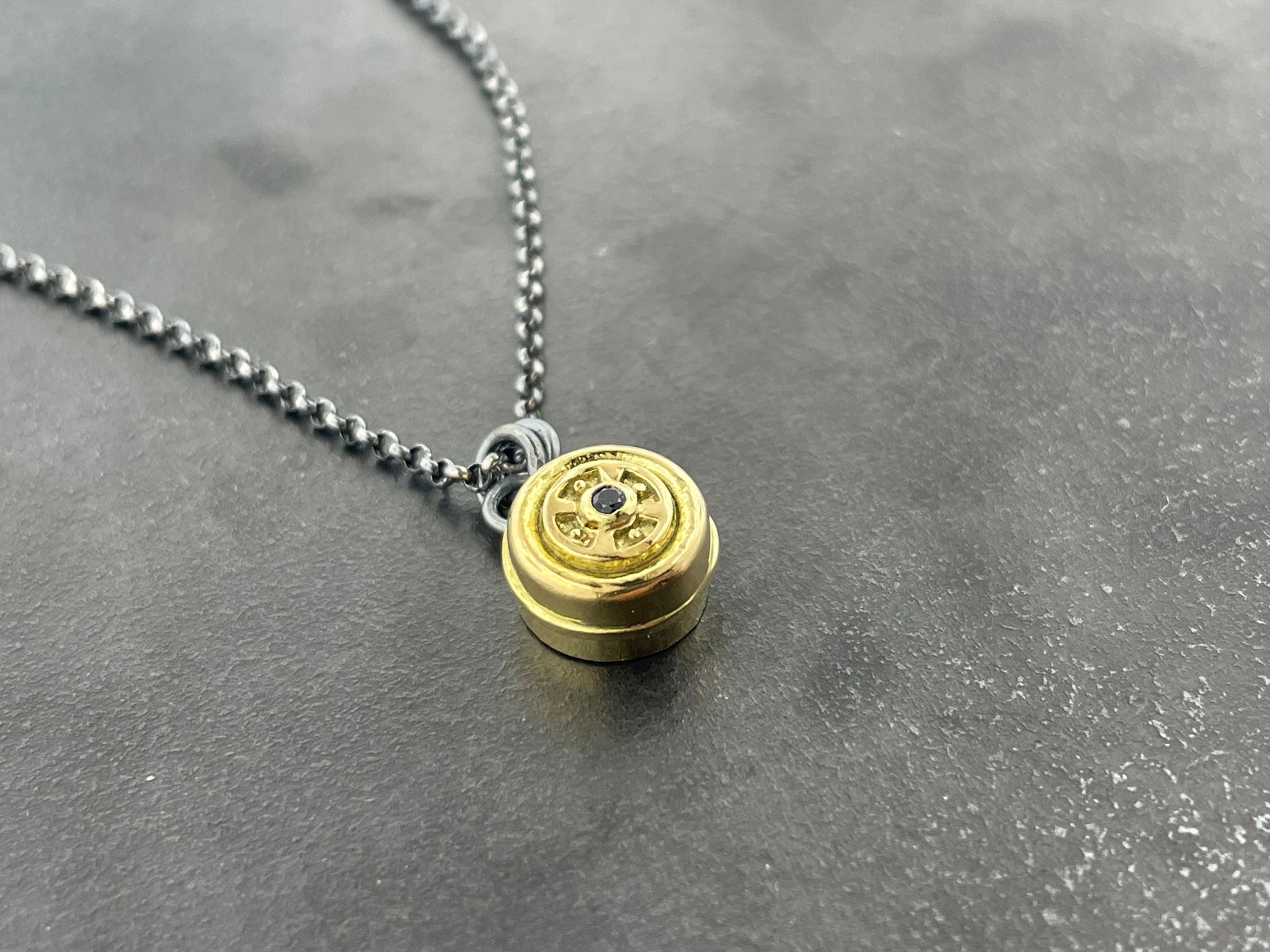 Gold Petal to the Metal Pendant with Blue Sapphire