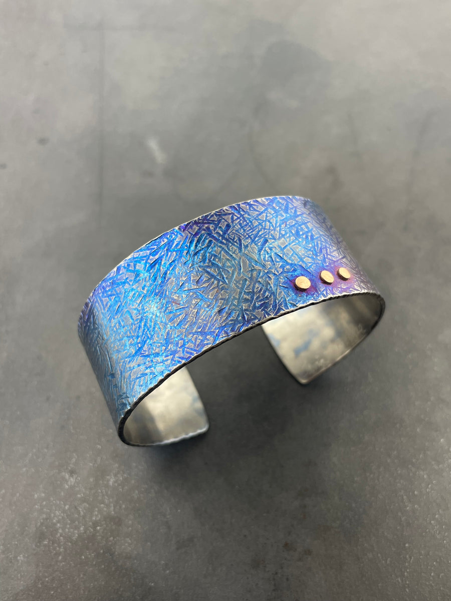 Titanium heavy textured Rivet Cuff