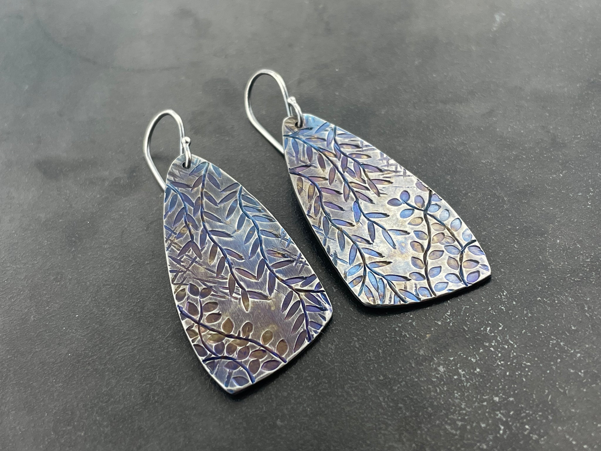 Vine Textured Titanium Earrings