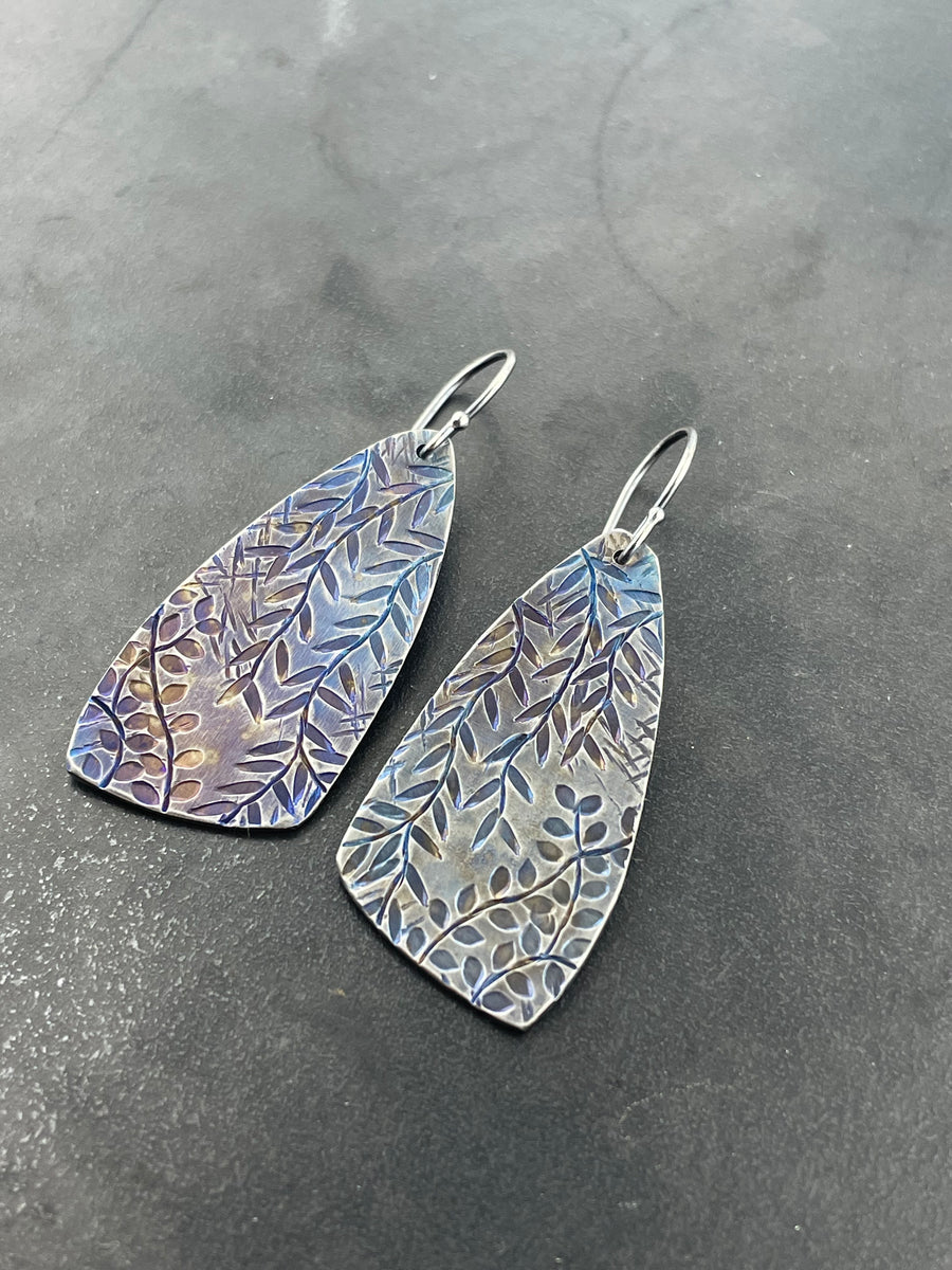 Vine Textured Titanium Earrings