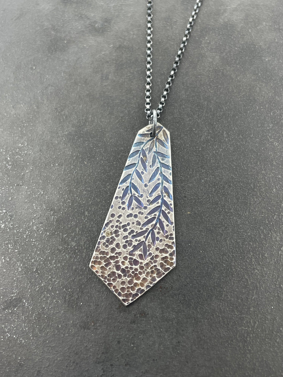 Titanium Geometric Raindrop Necklace with Vines