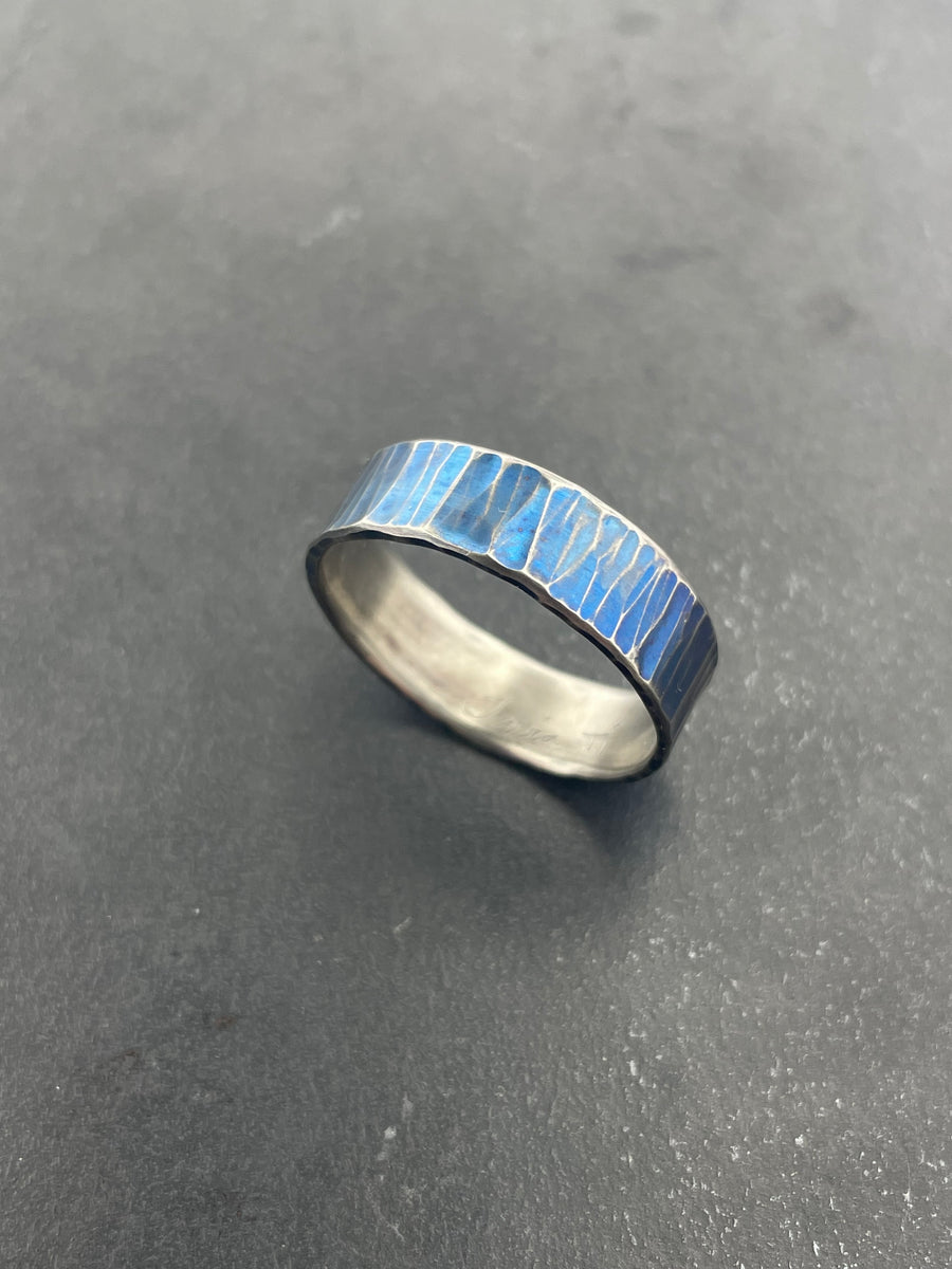 Titanium Hammered Linear Band