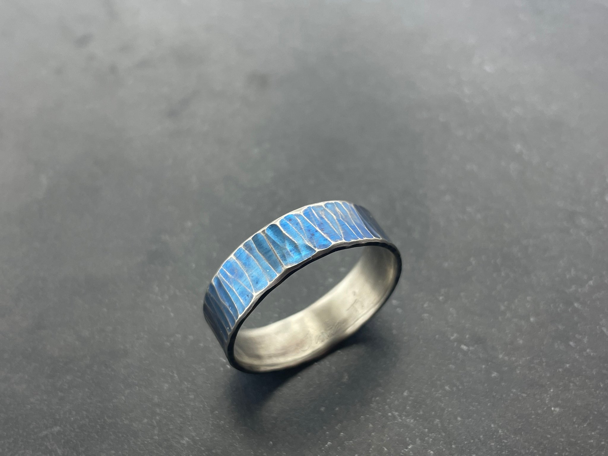 Titanium Hammered Linear Band