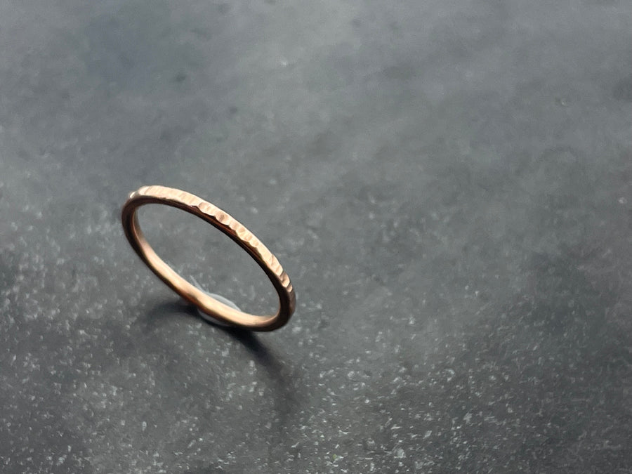14k Rose Hammered Stacking Ring