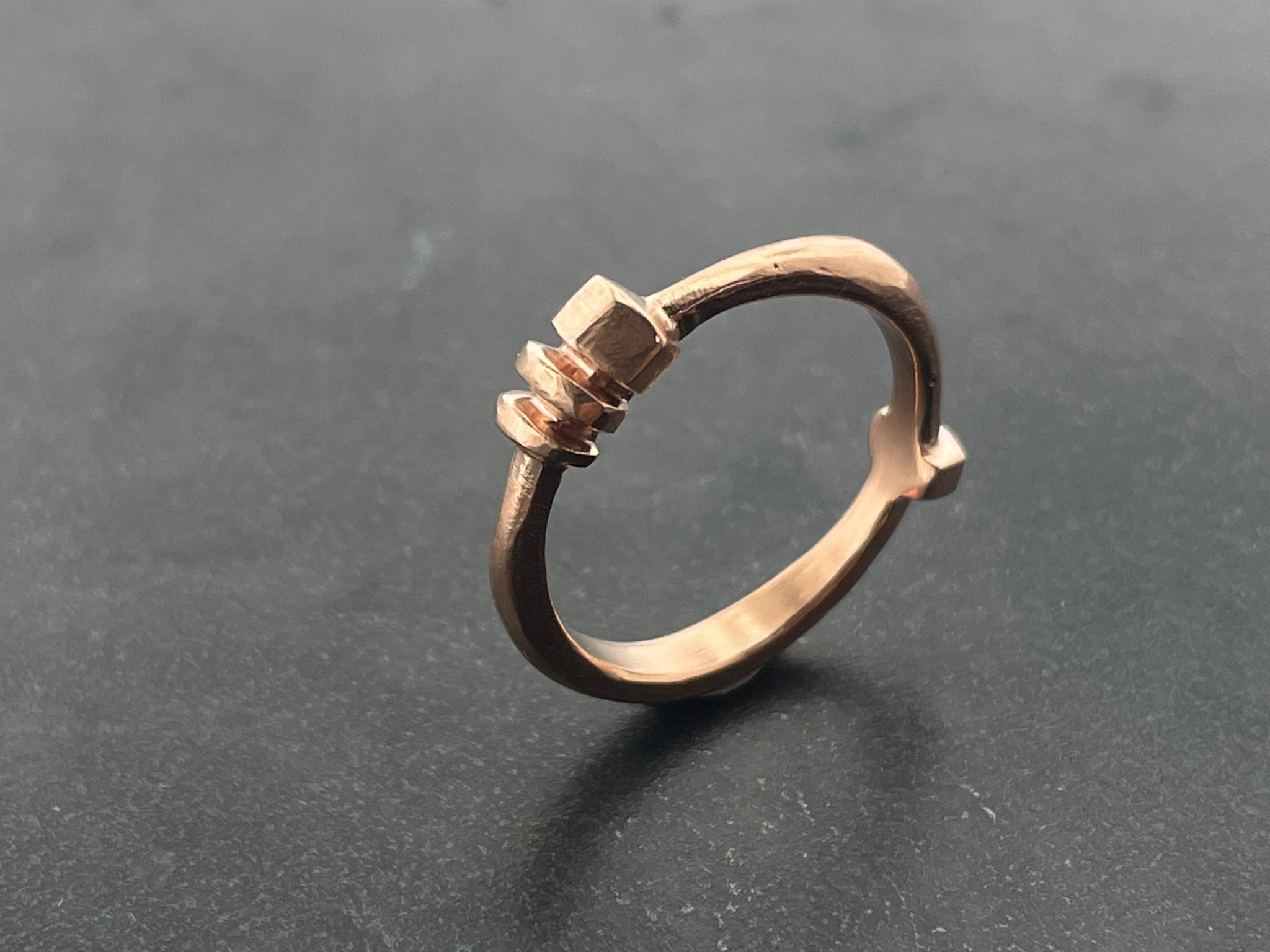 14k Rose Architectural Stacking Ring IV