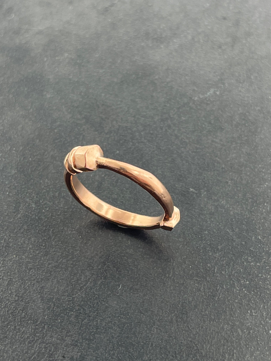 14k Rose Architectural Stacking Ring IV