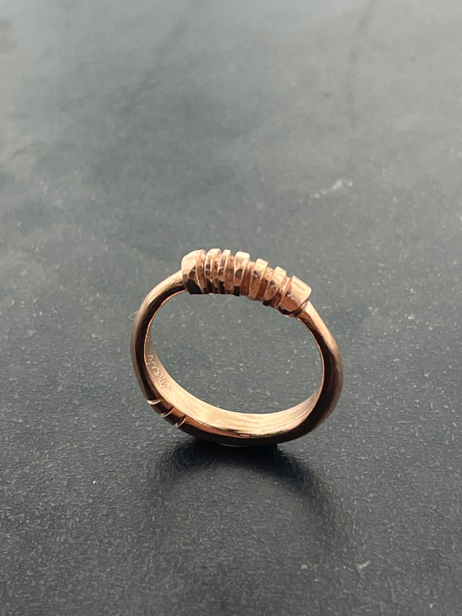 14k Rose Architectural Stacking Ring II