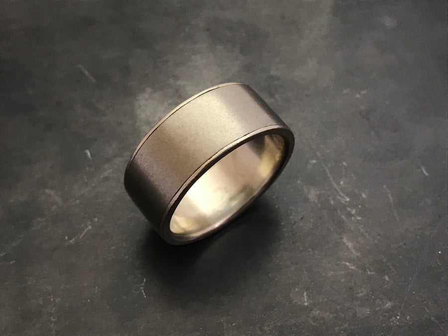 Titanium Wide Band with 14k White