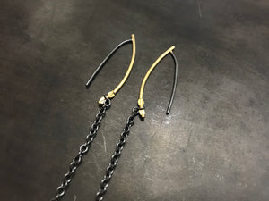 Gold single drop hoops shoulder dusters