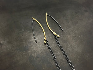 Gold single drop hoops shoulder dusters