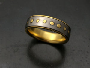 Titanium Band with 18k Yellow Gold Rivets and Liner