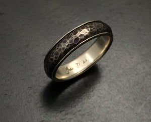 Titanium Half Round Hammered Band