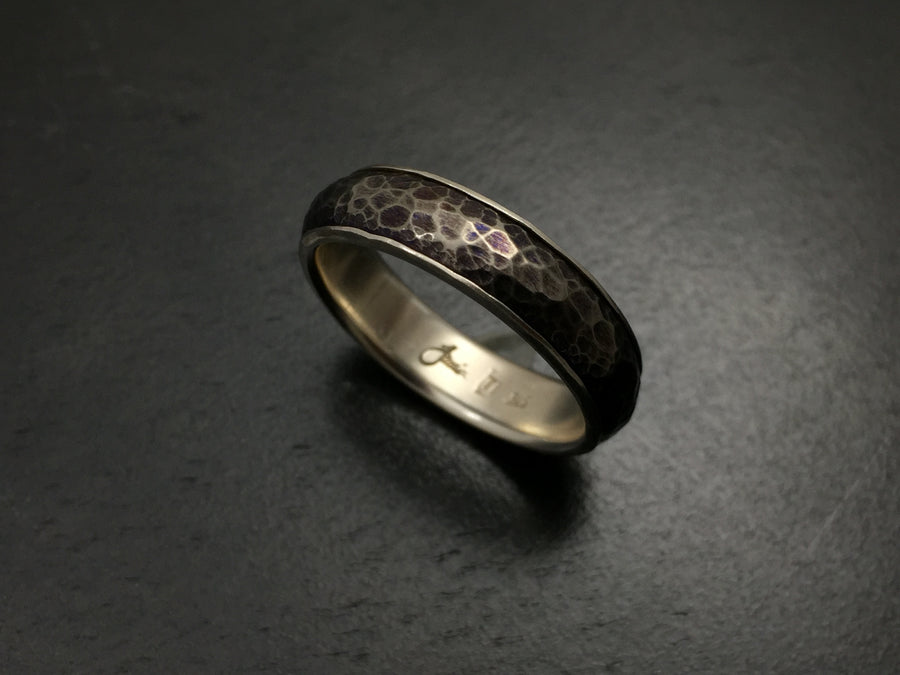 Titanium Half Round Hammered Band